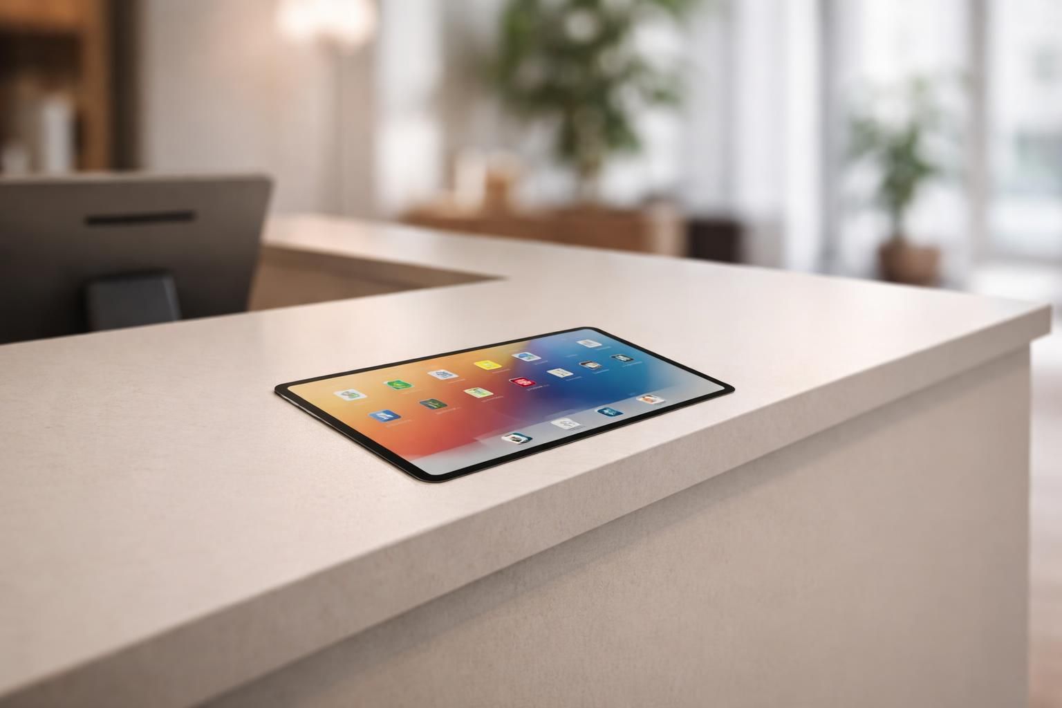 découvrez comment aménager votre comptoir en intégrant un ipad avec des câbles invisibles pour un design épuré et fonctionnel.